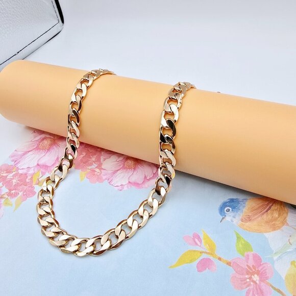 Rose Gold Cuban Link Chain Necklace for Men & Women, 23.6 Inch Length, XPNL0076 - Picture 4 of 12